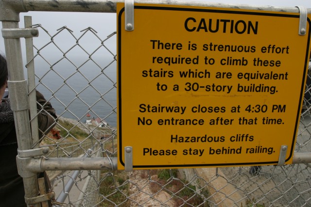 safety message at top of stairs