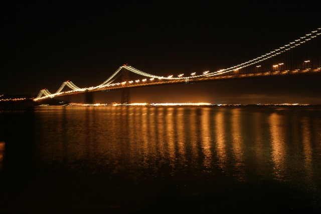 Bay Bridge and water reflections